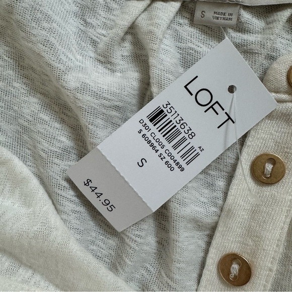 Women’s LOFT Cream Slub Knit Dolman Henley Top Size S NWT! - Picture 8 of 10